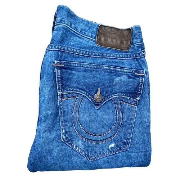 Vintage True Religion Jeans Size 34 RICKY Blue - Picture 1 of 7